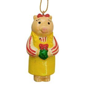 Vintage Midwest Cannon‎ Falls Heart Felts Pig Christmas Ornament In Yellow Dress
